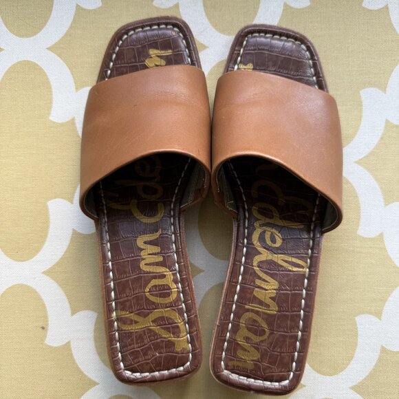 Sam Edelman Women's Gio Slide Sandal, size 8.5, Leather, Cognac color - Picture 1 of 12